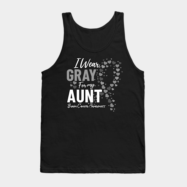 I Wear Gray for My Aunt Gray Ribbon Brain Tumor Awareness Tank Top by Boneworkshop